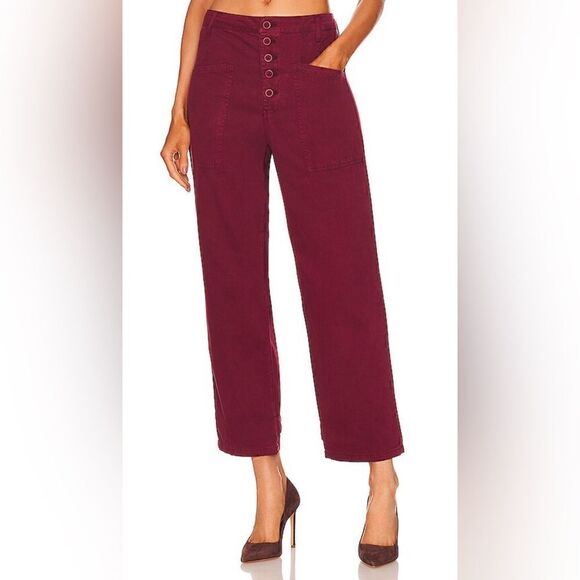 Pistola Tammy Trousers High Waisted Cropped Pants merlot Red Size 30. NWT - Picture 1 of 9